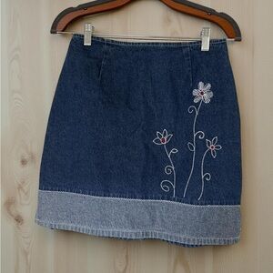 Route 66 Blue Embellished Mini A-Line Skirt